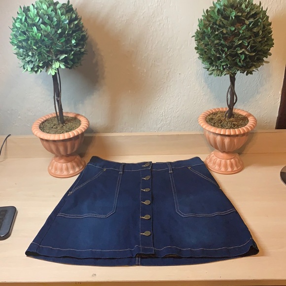 Boom Boom Jeans Dresses & Skirts - Boom Boom Jeans Dark Denim Button Fly Skirt